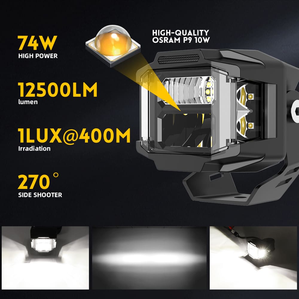  Pods de luz LED de 3 polegadas com atirador lateral para caminhões-F996DZ-3