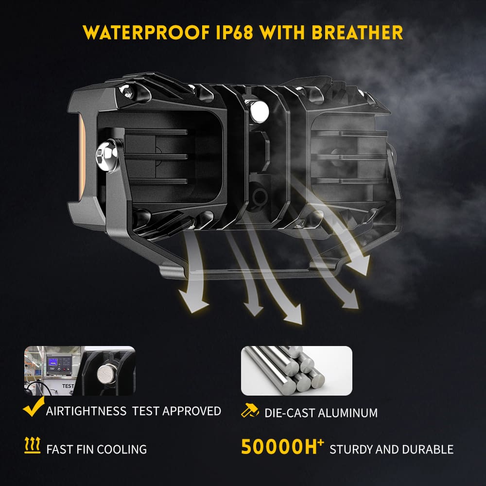 Luzes de tiro laterais de 4 polegadas e 70 W com branco âmbar DRL-925-PRO