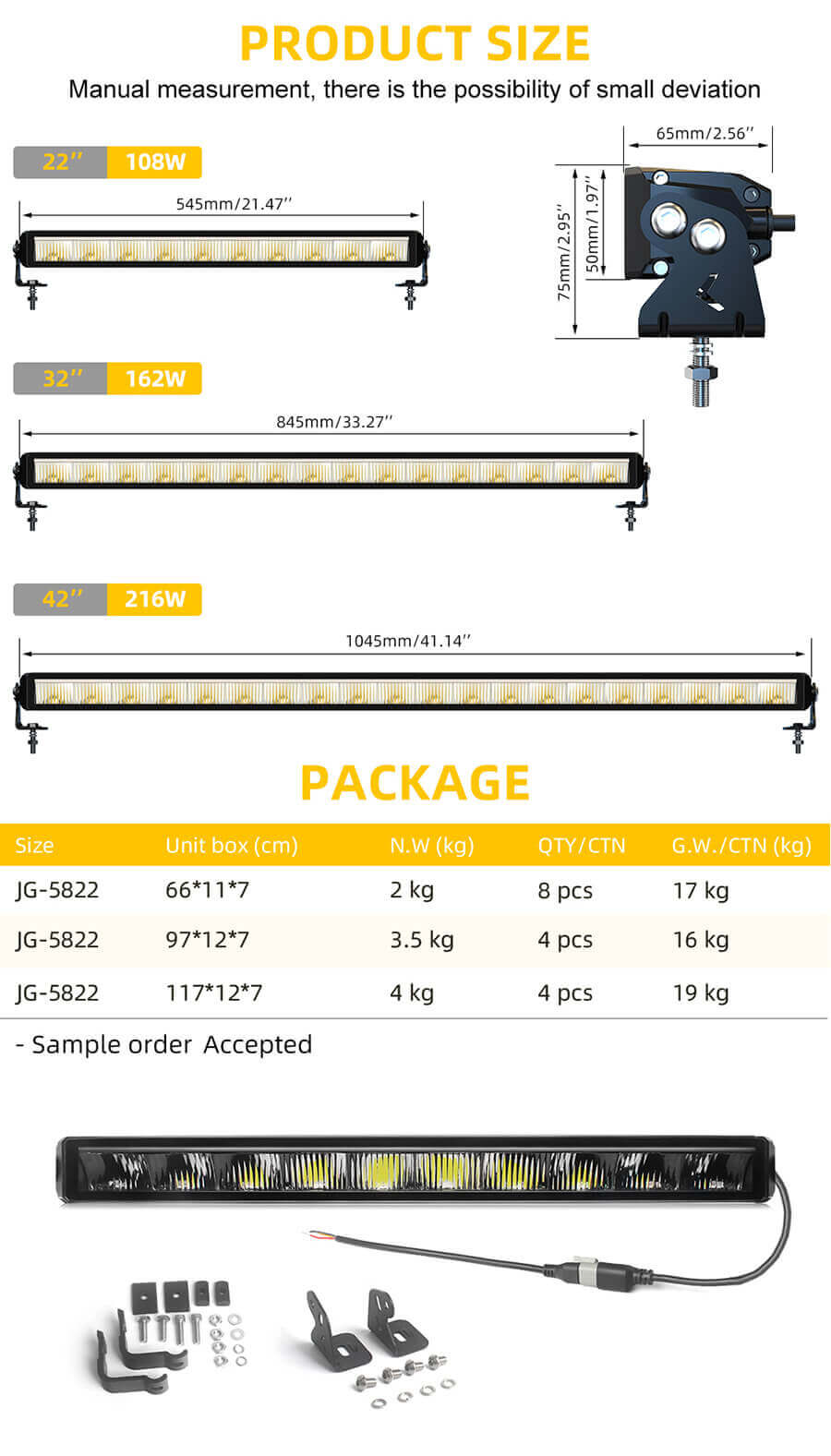 EAGLE SERIES &reg;DRL Slim Light Bar Wholesale JG-58 Tamanho