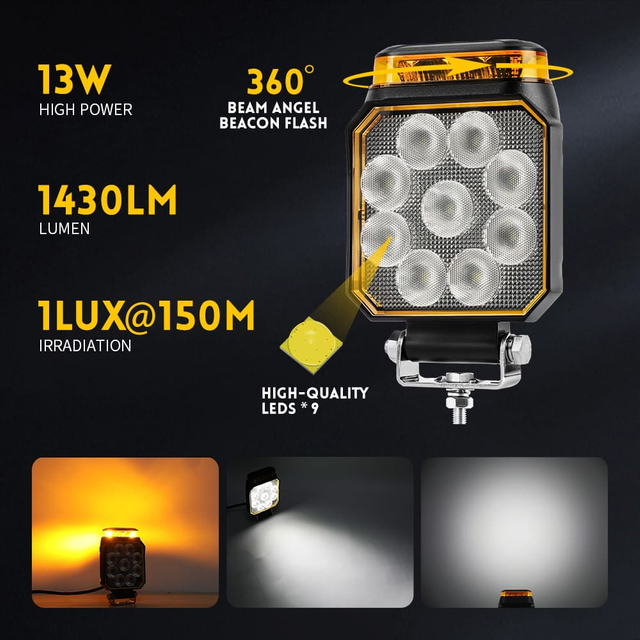 Luz reversa de trabalho e mark de 4 polegadas com função de âmbito âmbar -js-c930