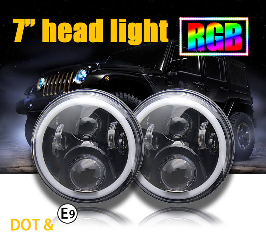 Far&oacute;is de Halo RGB de 7 polegadas (efeito de &aacute;gua rolando) JG-J003P (2)