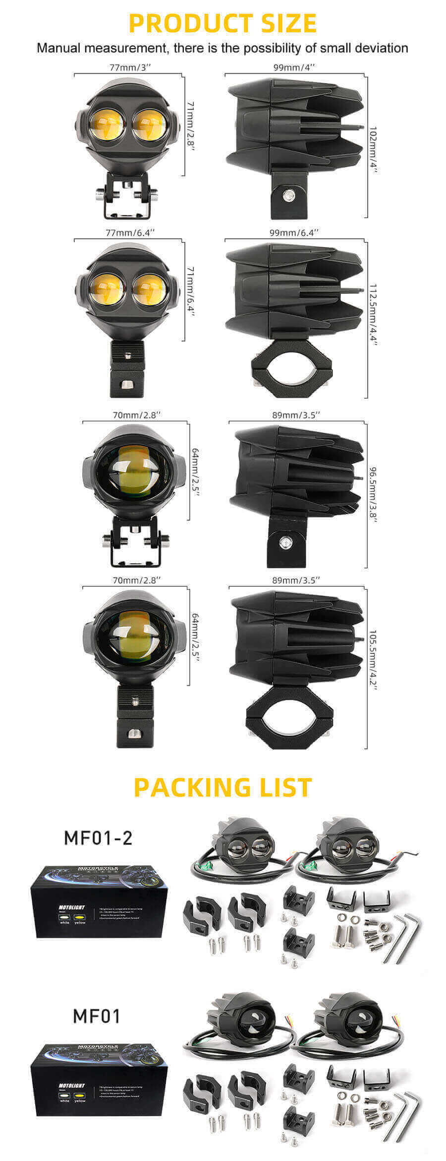 Luz do projetor para motocicleta Dual Color JG-MF01 Tamanho (1)