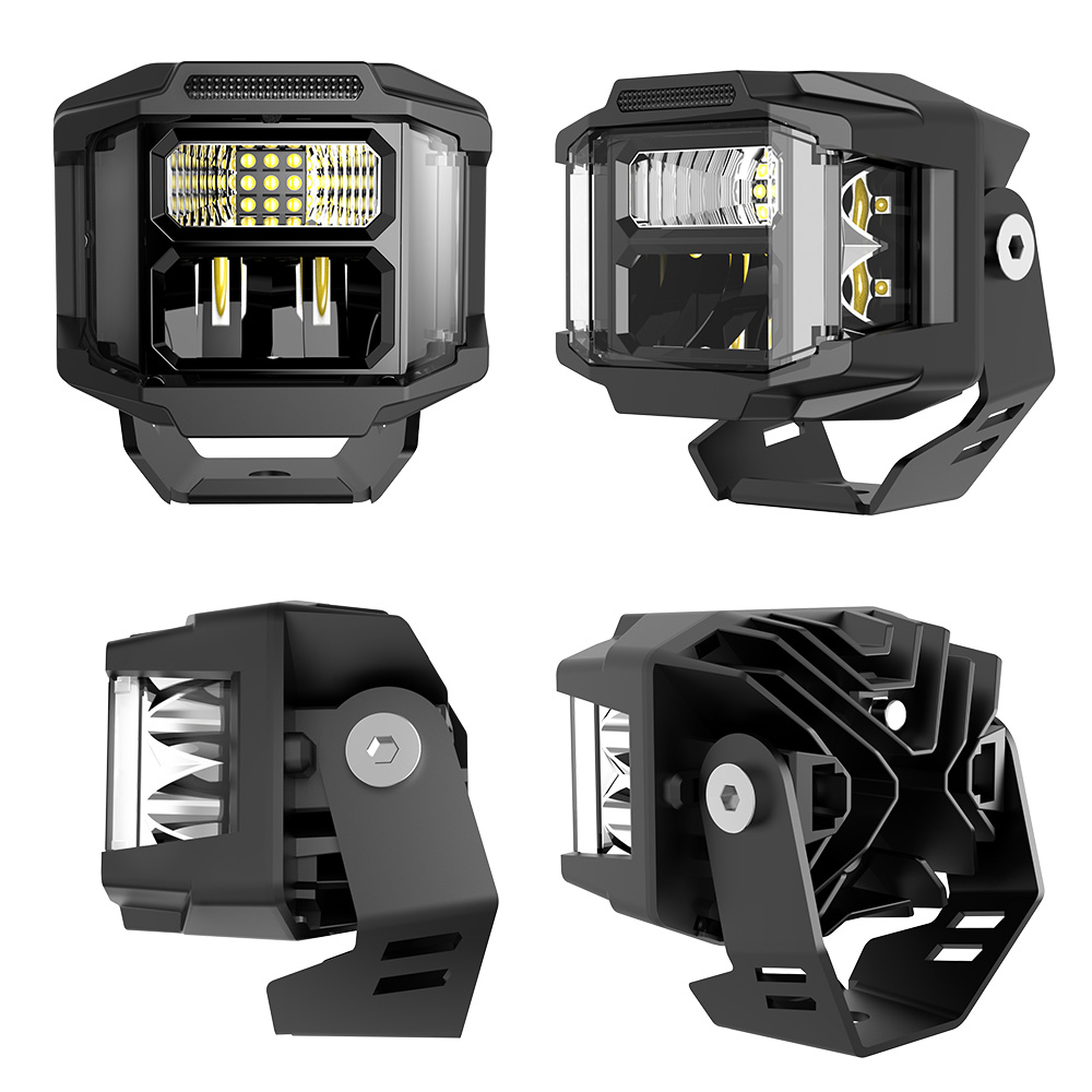 Off Road 4x4 40w Cube LED Spot Spot com âmbar de 3 polegadas e atirador lateral F996DZ-3