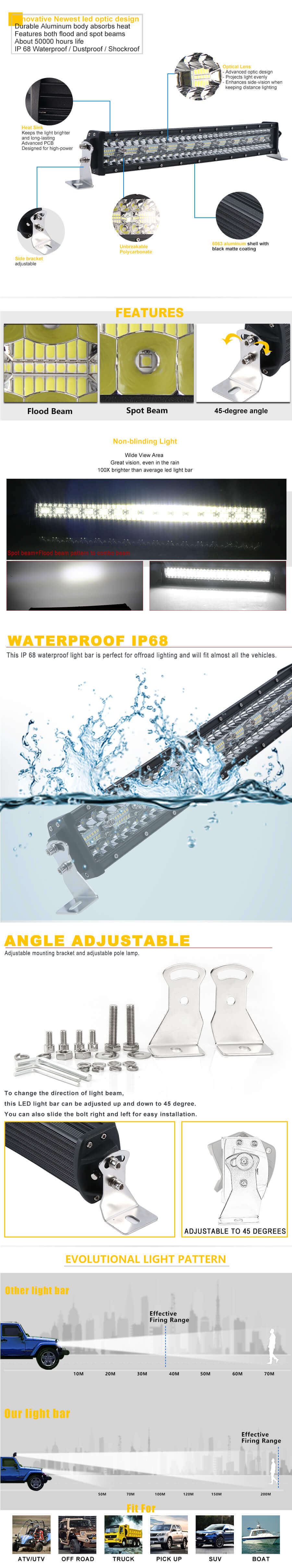 Barras de luzes curvas para caminh&otilde;es 9631T-C vantagens