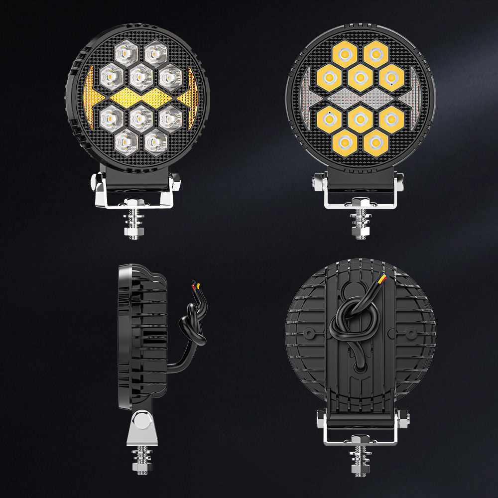 Luz de trabalho LED redondo de 4 polegadas com Amber DRL para caminhão-930D-12