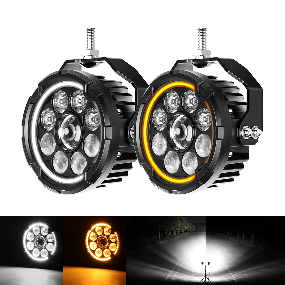Luz DRL de motocicleta de duas cores atualizada com controle de 4 níveis-D040-9-C-AWY