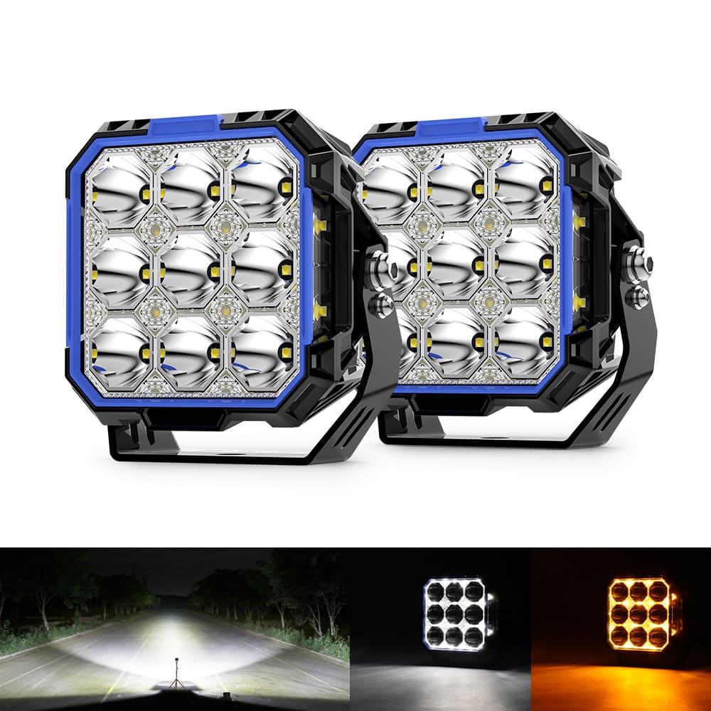 Luzes LED de tiro lateral de 5 polegadas com branco e âmbar DRL-F995-13