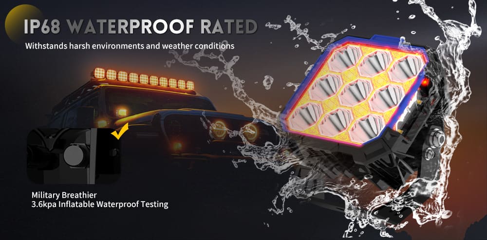luzes de tiro lateral-ip68-respirador &agrave; prova d'&aacute;gua