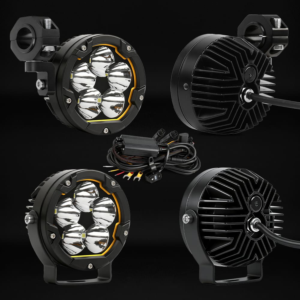 Refletores LED redondos para motocicleta 60W com âmbar DRL-MC-5