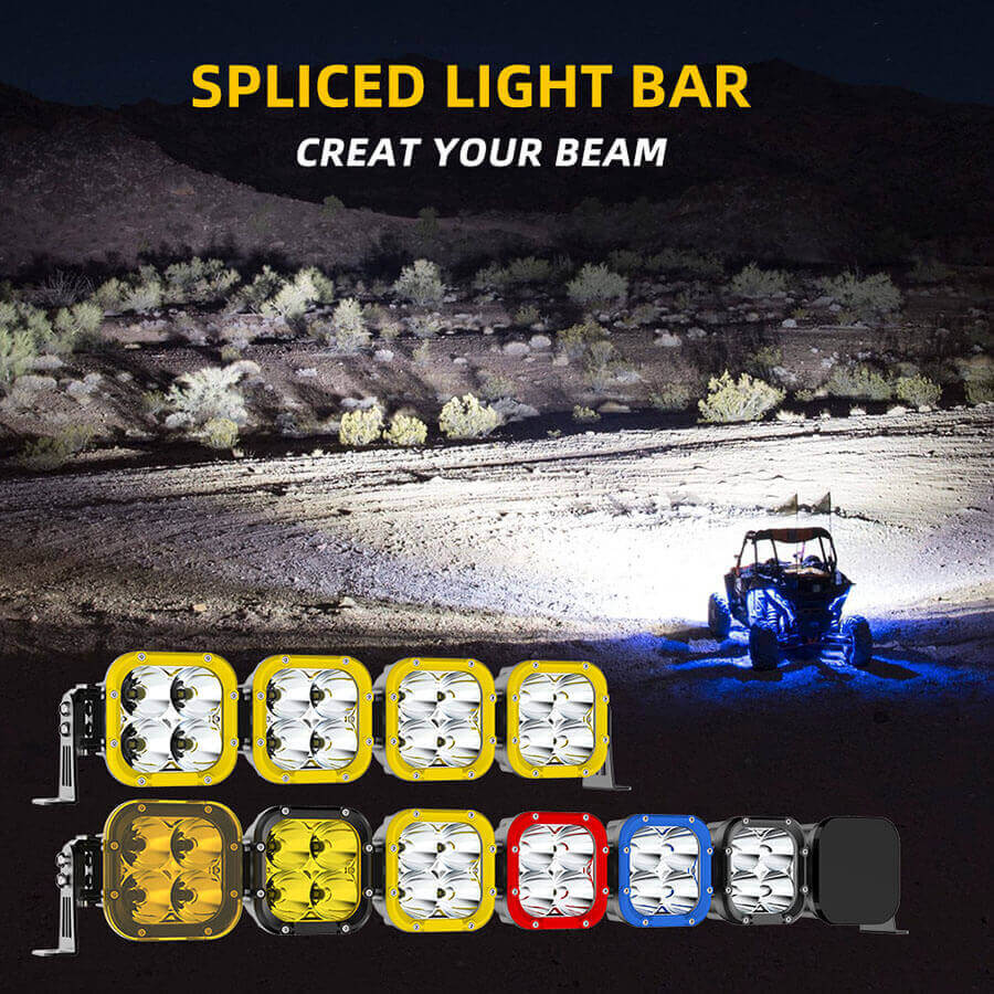 Sistema de barra de luz montada no telhado de carro com holofotes quadrados 96-954Z Detalhes