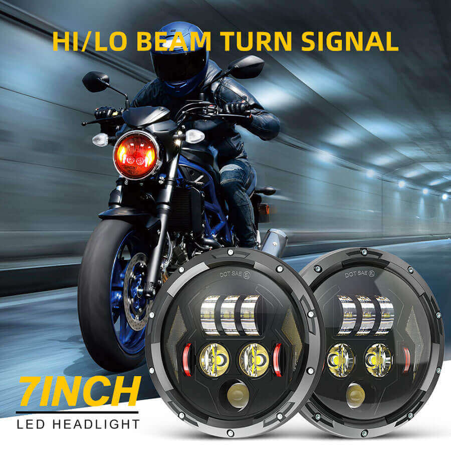 7in Farol de motocicleta com detalhes DRL JG-J005V