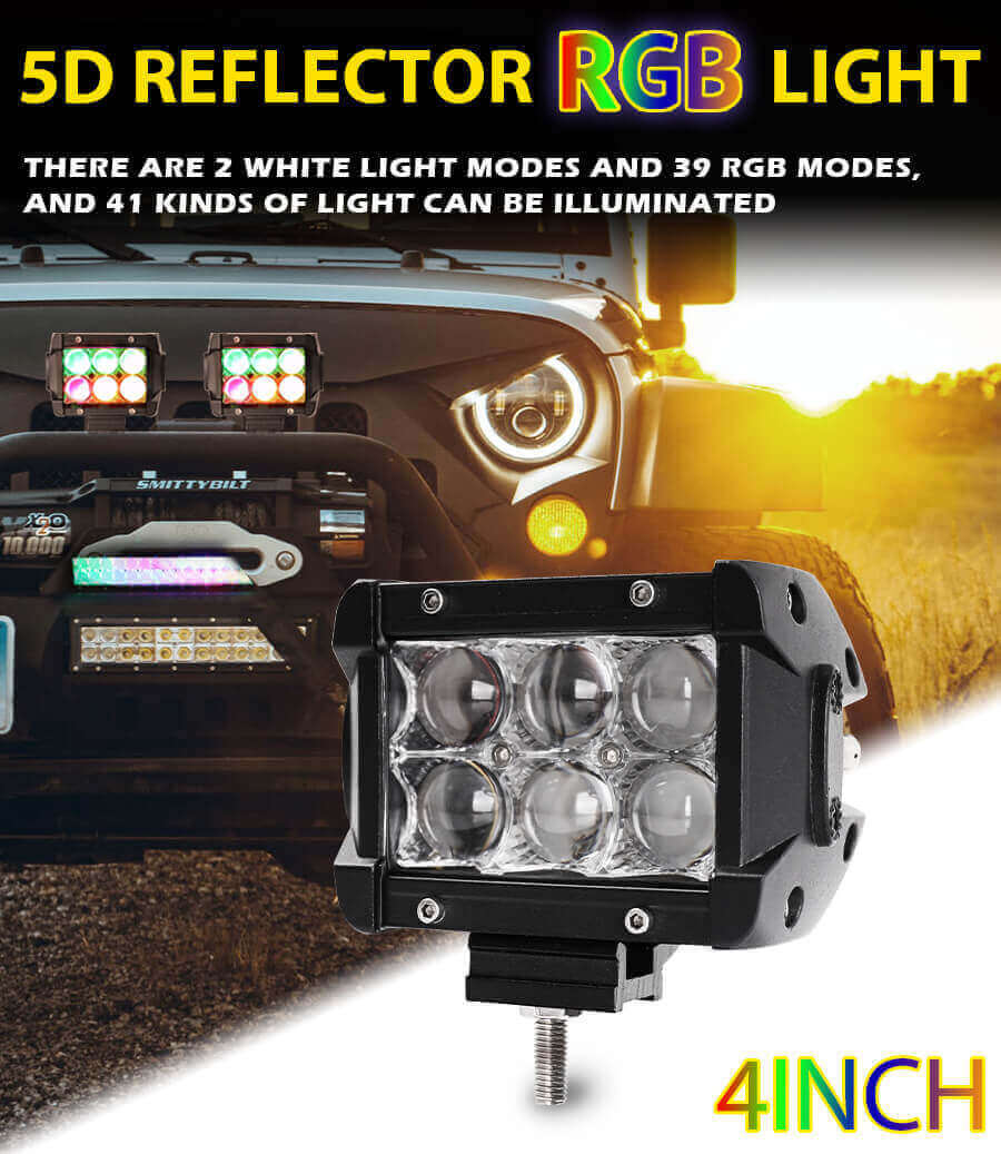 PODS LED RGB de 4 polegadas Bar JG-9624R-4 polegadas Detalhes (2)