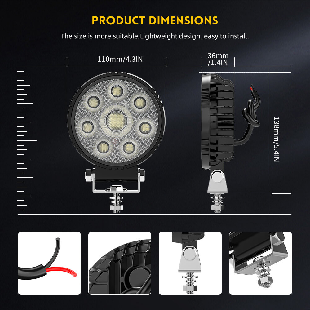  4 "Luz de trabalho LED anti-Glare redonda para tratores-GC-930D-8