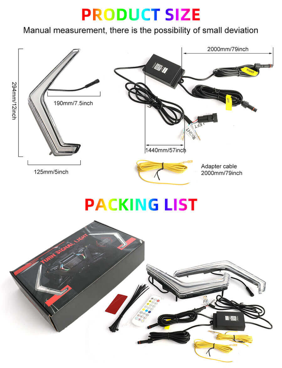 Polaris RZR RGB Fang Lights Fornecedor JG-RZR-P1 Tamanho