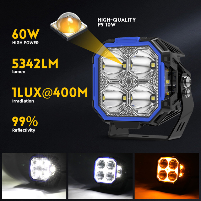 60W Cube LED POD Shooter Amber Backlight for Jeep F993-3 