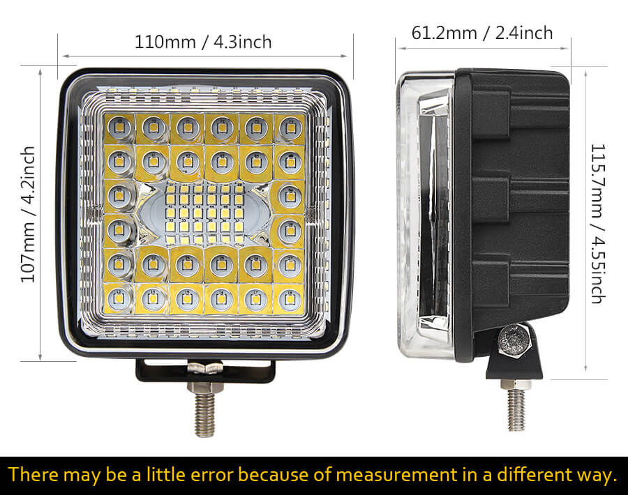 Luzes de trabalho LED de 4 polegadas para caminh&atilde;o JG-957F Tamanho