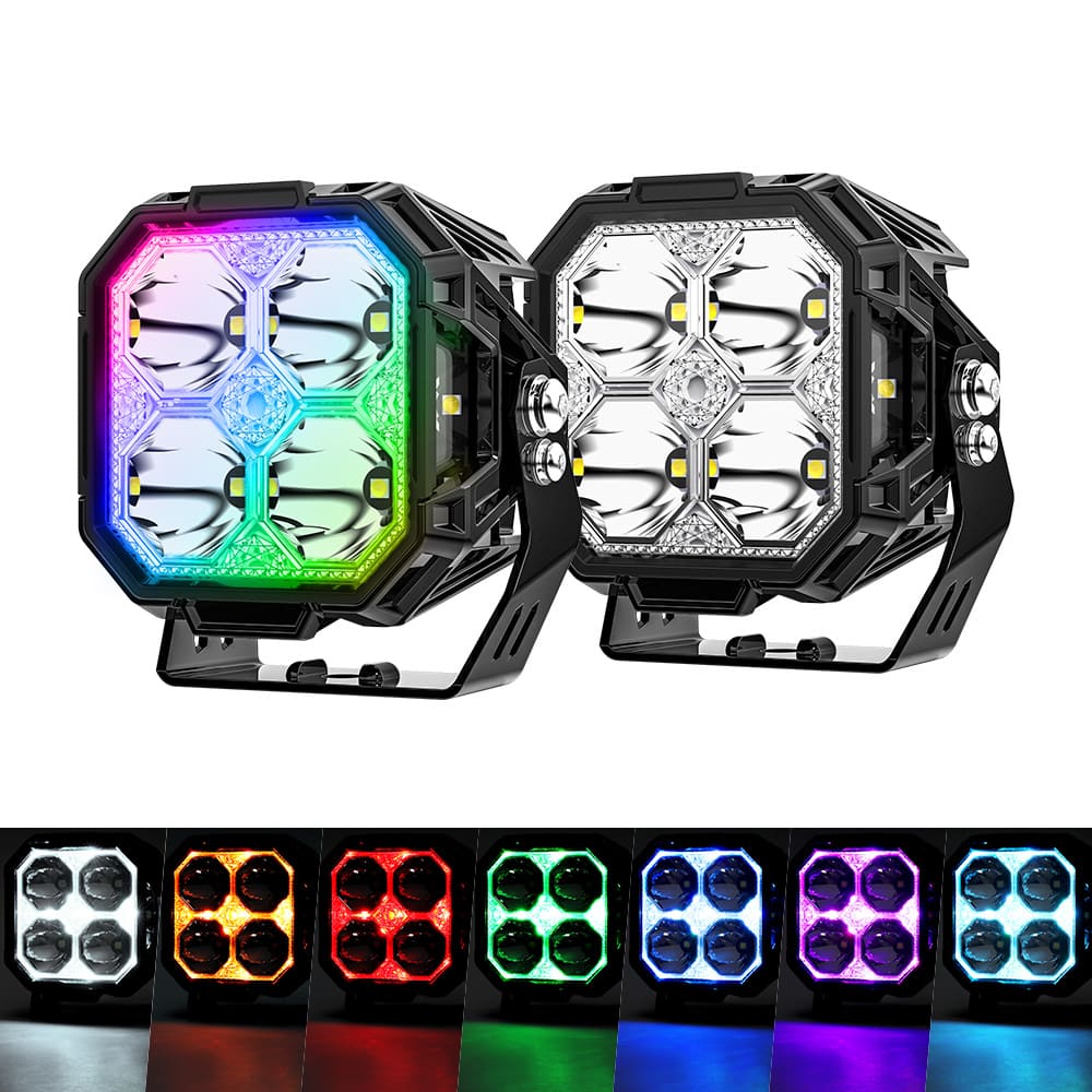 Pods de luz off road de atirador lateral de 3" com retroiluminação RGB 