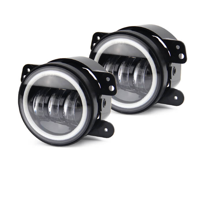 Luzes de nevoeiro LED de 4 polegadas com anel halo para Jeep JG-W001-B