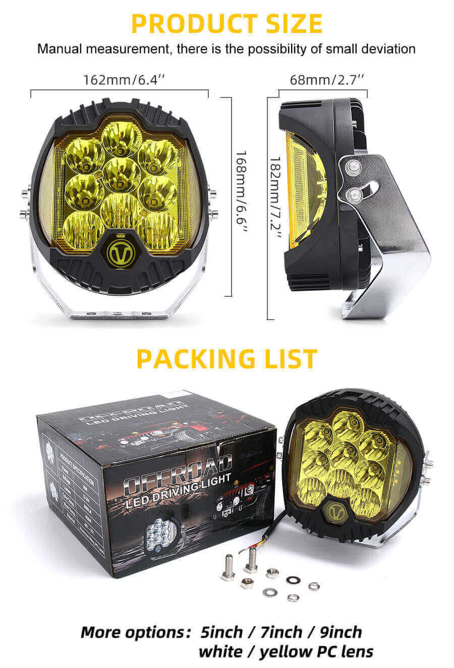 Off Driving Driving Light Combo Combo Beam JG-909 Tamanho