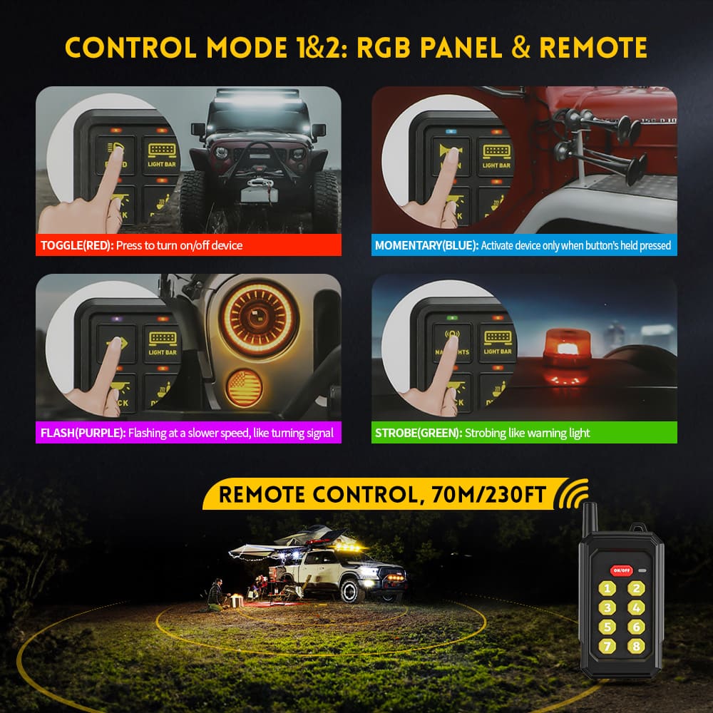 Painel de switch RGB de 8 gangues com APP e controle remoto-KZ-CP-8-WX-YK-APP