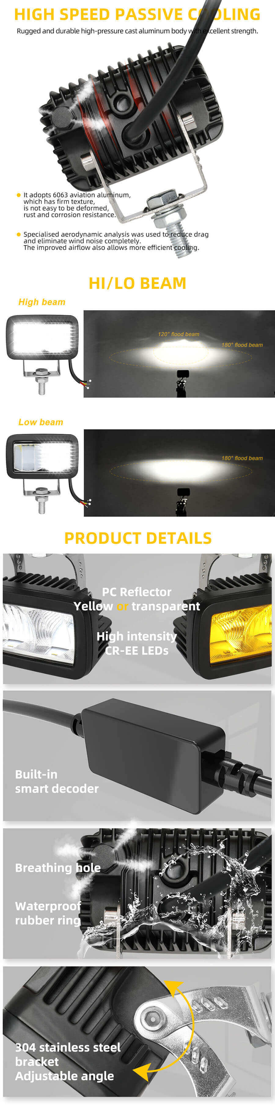 Mini Lights de dire&ccedil;&atilde;o de 3 polegadas F&aacute;brica JG-926H Vantagens