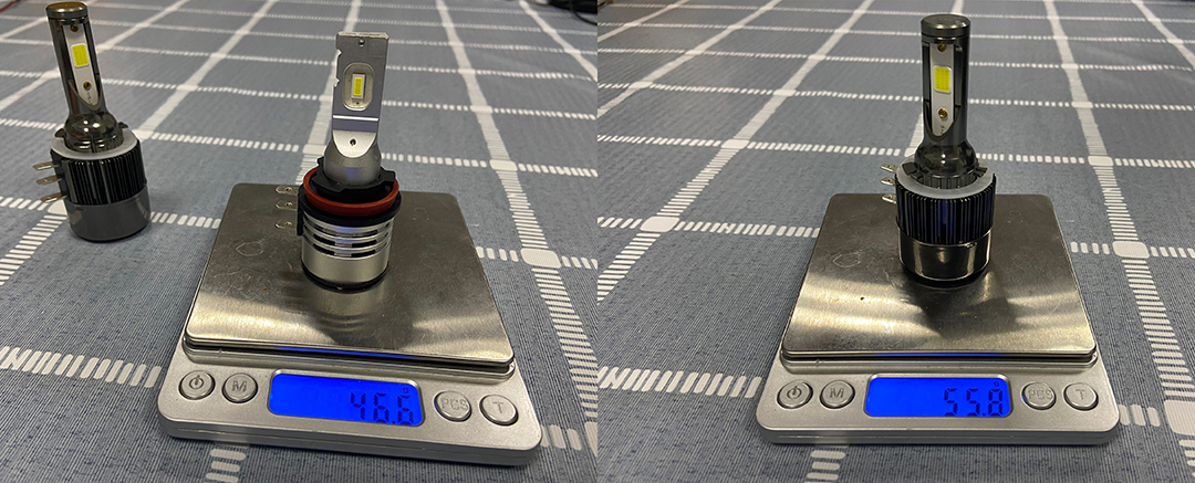 O peso da l&acirc;mpada C6 H15 e JG-M2P