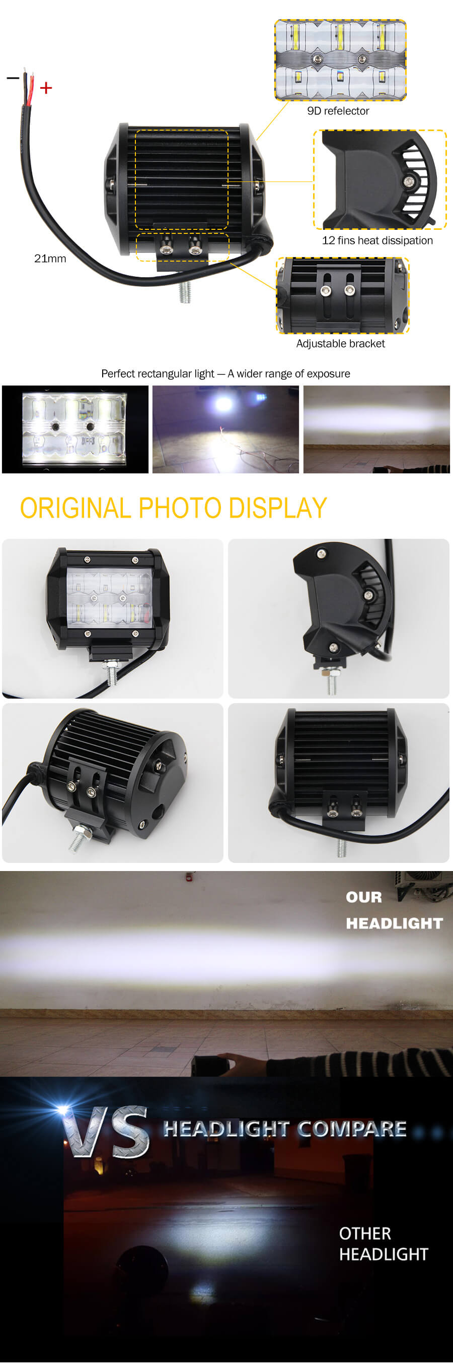 Barra de luz dupla de 4 polegadas LED Barra JG-9621T Vantagens