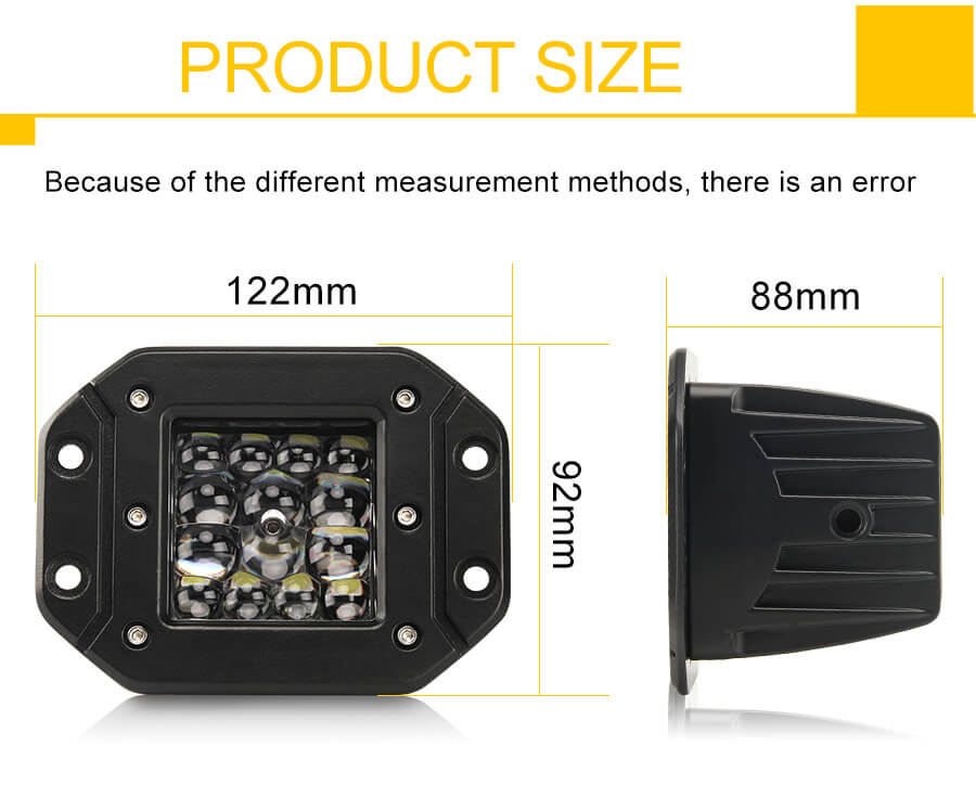 Quad ROW Flush Mount LED PODS JG-995DW-14 Tamanho