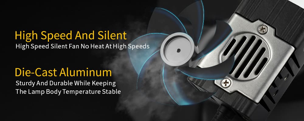 Carca&ccedil;a de luz com grade de alum&iacute;nio fundido com ventilador de resfriamento silencioso de alta velocidade para luzes de dire&ccedil;&atilde;o LED