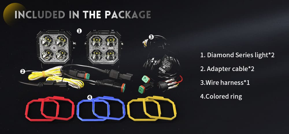 led-pod-lights-pacote-conte&uacute;do-fia&ccedil;&atilde;o-adaptador-cabos-an&eacute;is de acabamento