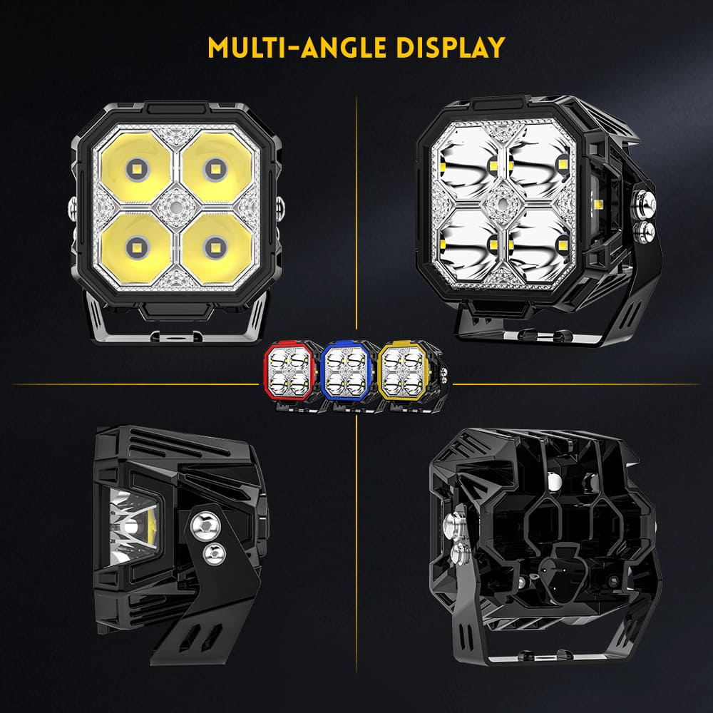 Pods de luz off road de atirador lateral de 3" com retroiluminação RGB 