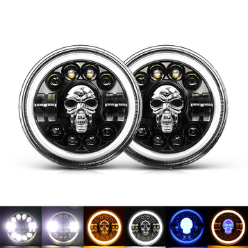 Farol LED RGB crânio de 7 polegadas JG-J003K