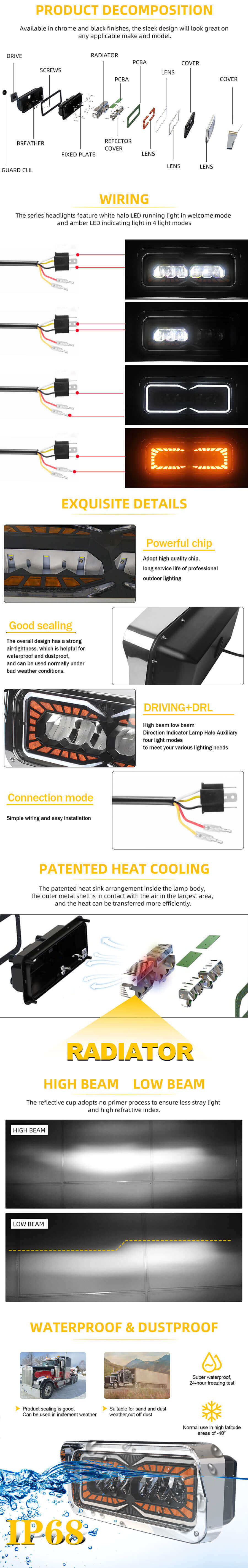 Peterbilt 379 Montagem do farol Halo Running Light JG-HPC1001 Vantagens