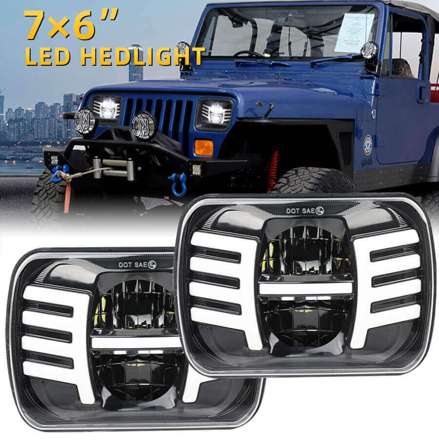 Far&oacute;is LED 7x6 com asas Posi&ccedil;&atilde;o Luzes JG-T002FF Detalhes