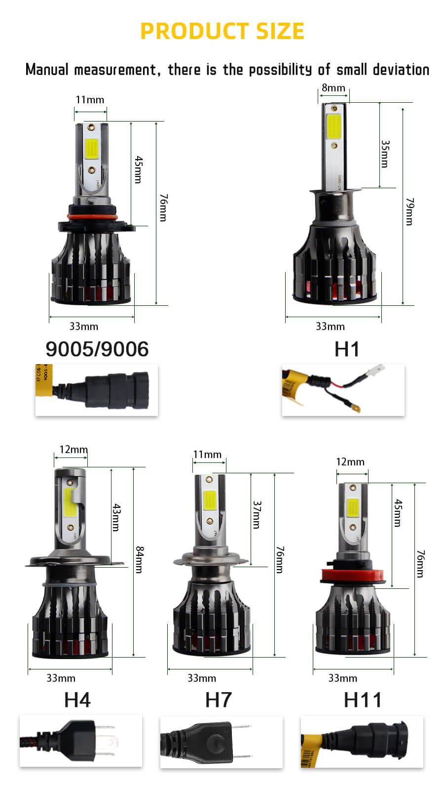 Bulbo do farol do led da fivela do metal com ventilador refrigerando o tamanho do JG-K7