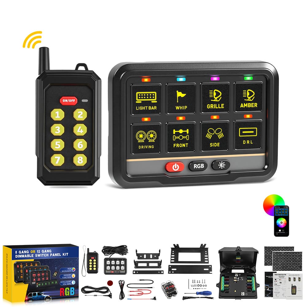 Painel de switch RGB de 8 gangues com APP e controle remoto-KZ-CP-8-WX-YK-APP