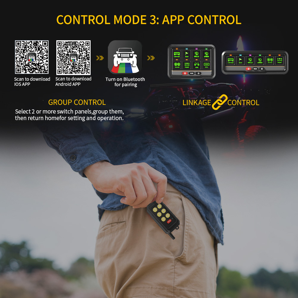 Painel de switch RGB de 6 gangues com controle remoto-KZ-CP-6-WX-YK