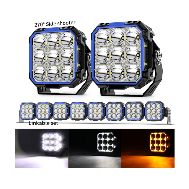 5 polegadas de tiro lateral LED POD LUZES COM WHITE & AMBER DRL-F995-13