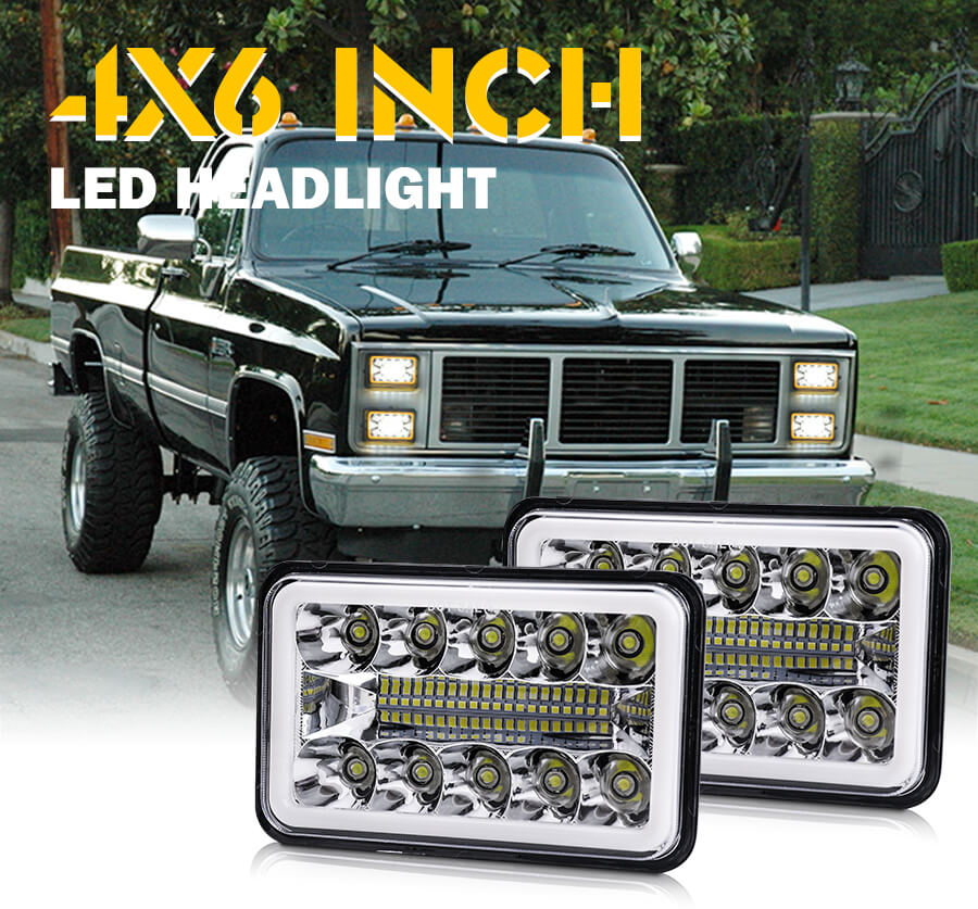 4x6 Muti-Colors Angel Eyes Quadrado LED Farol JG-1002-HP Detalhes