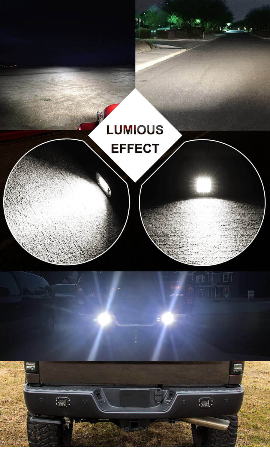 Quad ROW Flush Mount LED PODS JG-995DW-14 APLICA&Ccedil;&Atilde;O