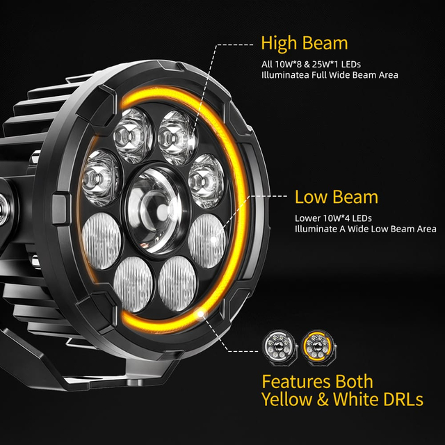 Luz DRL de motocicleta de duas cores atualizada com controle de 4 níveis-D040-9-C-AWY