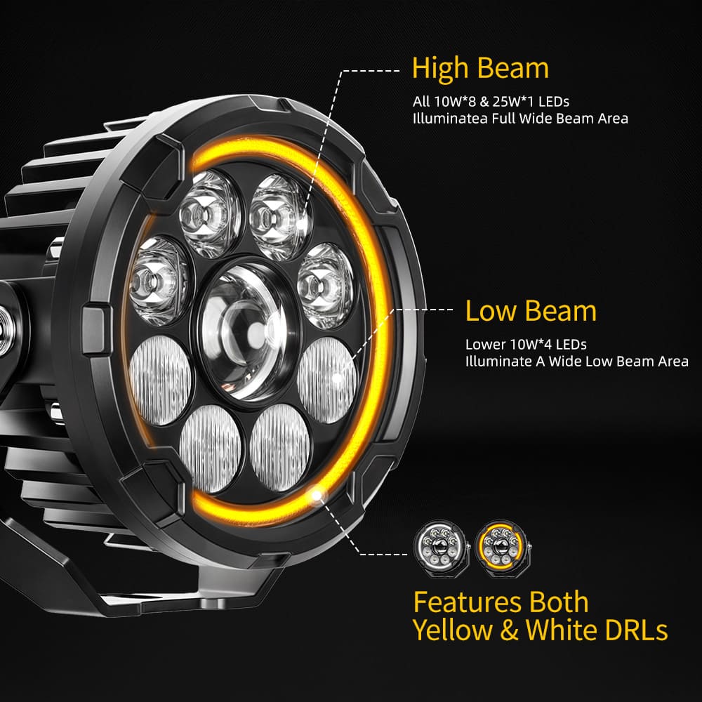 Luz DRL de motocicleta de duas cores atualizada com controle de 4 níveis-D040-9-C-AWY