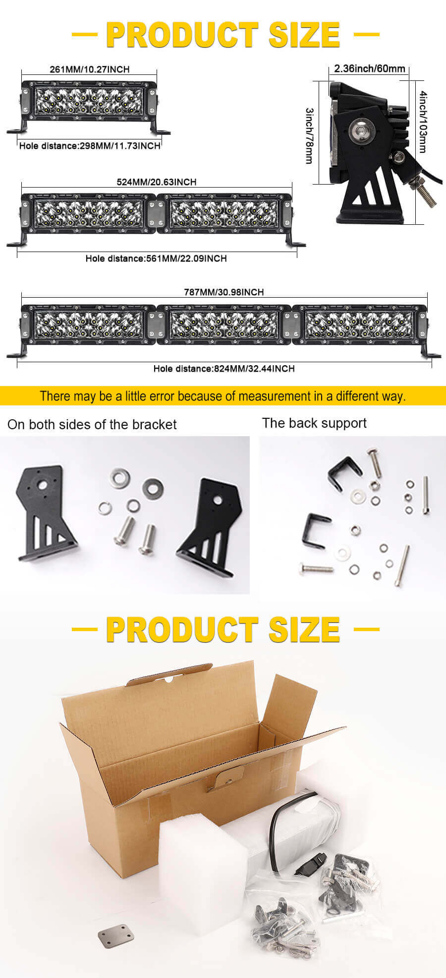 10 polegadas barra de luz de barco de emenda JG-2009 Tamanho