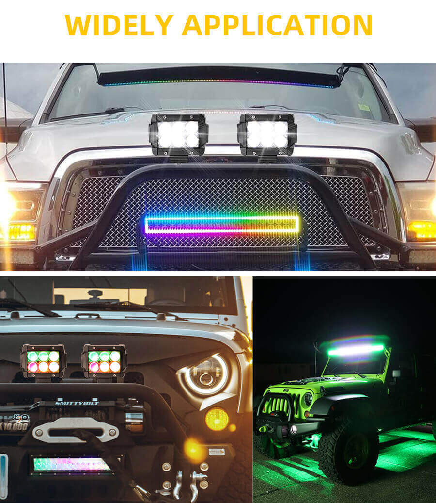 PODS LED RGB de 4 polegadas Bar JG-9624R-4 polegadas Aplicativo (2)